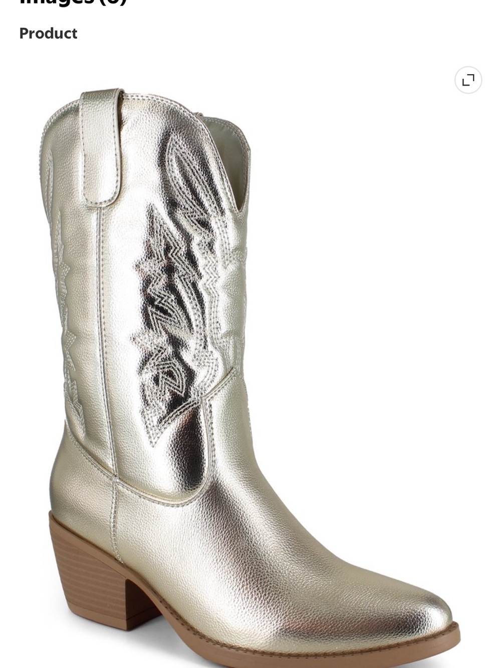 Metallic Gold Western Mid-Calf Boot